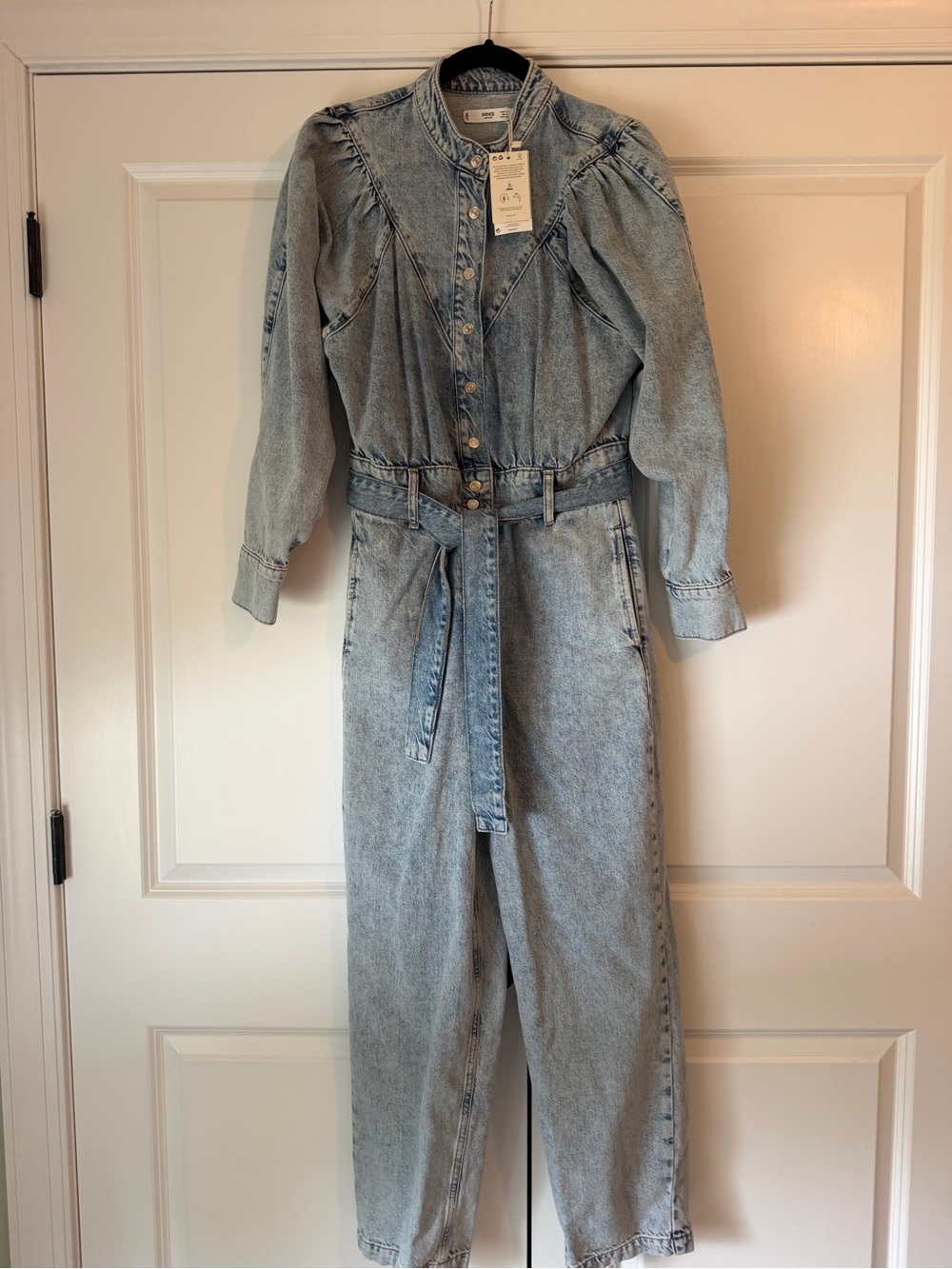 Mango Light Wash Denim Jacket with Button Front
